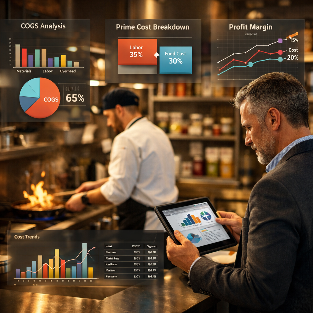 Cost accounting in restaurants.