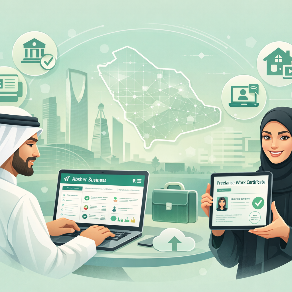 أبشر أعمال ووثيقة العمل الحر في السعودية.